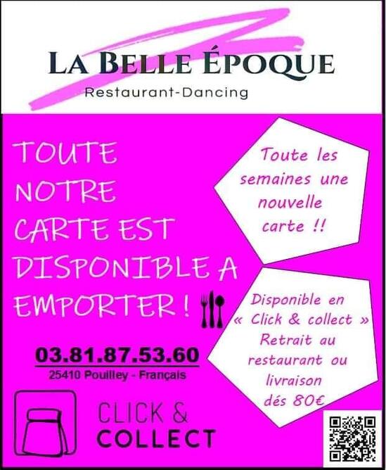 Menu au La Belle Epoque restaurant, PouilleyFrançais, La Combe aux