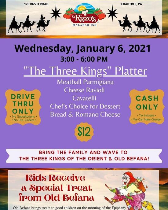 Menu at Rizzo's Malabar Inn, Crabtree PA, USA