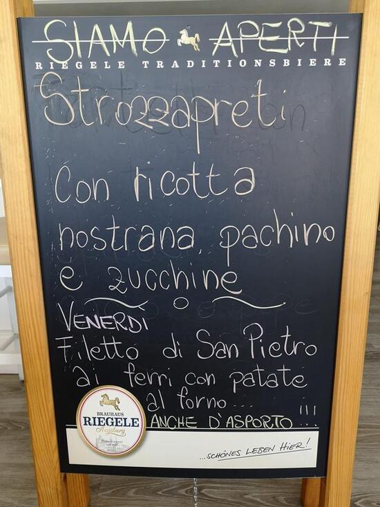 Menu at Osteria SoleLuna restaurant, Torbole Casaglia