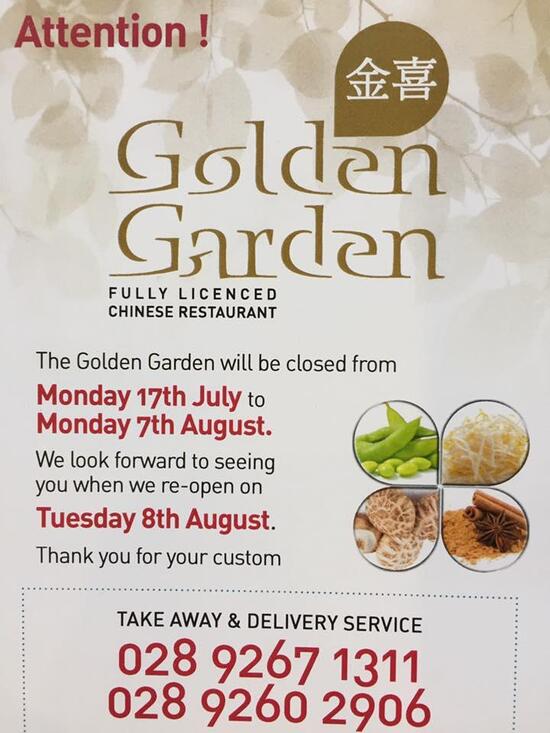 Carta Del Restaurante Golden Garden Lisburn 140 Longstone St