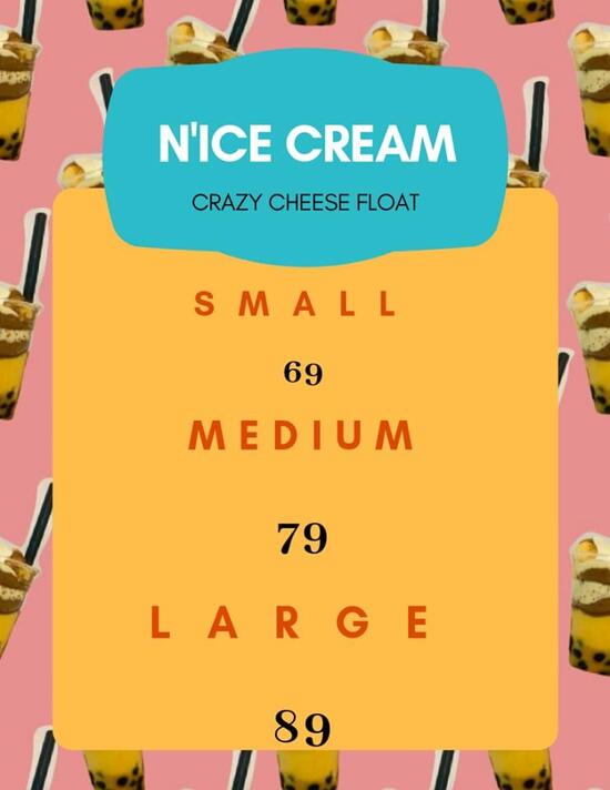 Menu at N’ice Cream restaurant, Quezon City