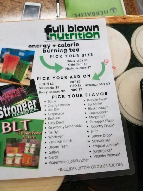 Menu at Full Blown Nutrition pub & bar, Elk City, W. 3rd St.
