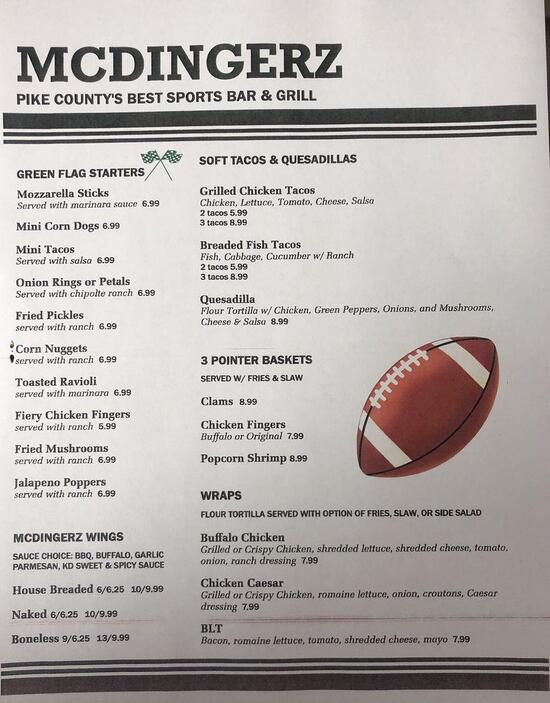 Menu at McDingerz Sports Bar & Grill, Eolia