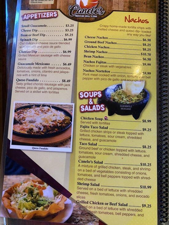 Menu at Canelo's mexican grill and bar, Clinton