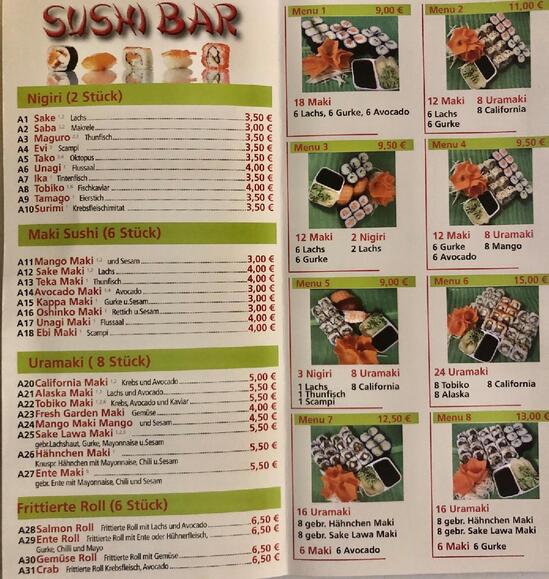 Menu at Asia Bambus - Sushi Bar, Ilmenau