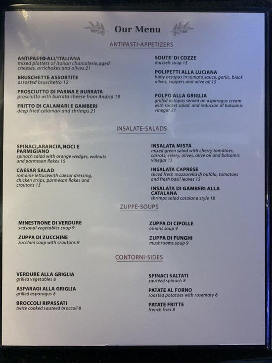 Menu at Roma Mia pub & bar, San Diego