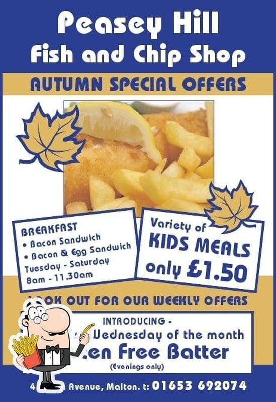Carta de comida rápida Peasey Hill Fish and Chips, Malton