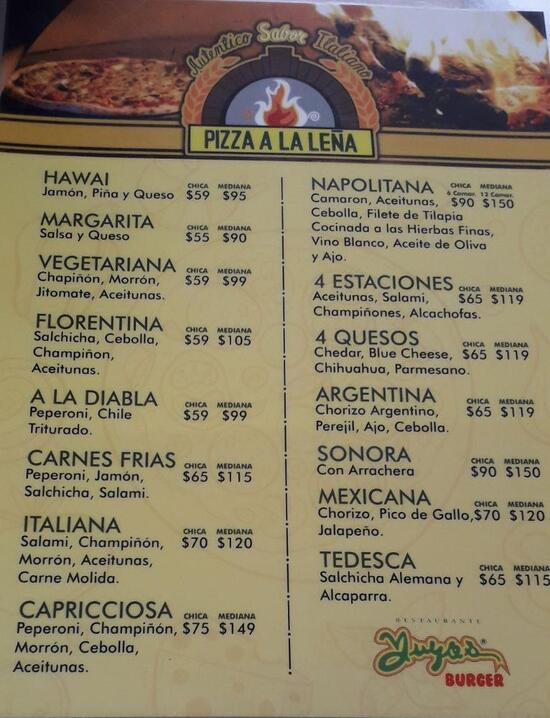 Carta del restaurante Yuyos el original Tepatitlán del Morelos Blvd