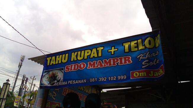 Menu At Warung Tahu Kupat Sido Mampir Khas Solo Restaurant Tohudan