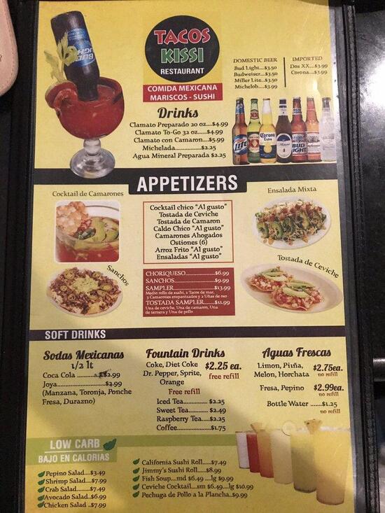 Menu at Kissi Restaurant, McAllen, 705 S 10th St