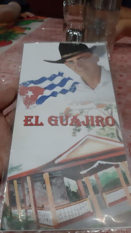 Menu at El Guajiro restaurant, Santa Clara