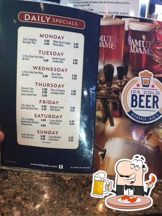 Menu at Kickback Jack's Southern Pines pub & bar, Southern Pines, US15