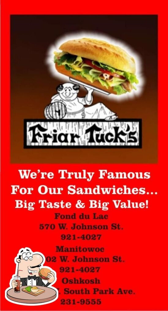 Menu at Friar Tuck's pub & bar, Fond du Lac