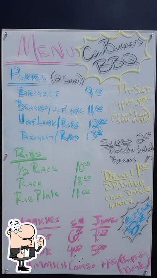 Menu at CowBurners BBQ & Taproom, Mineola