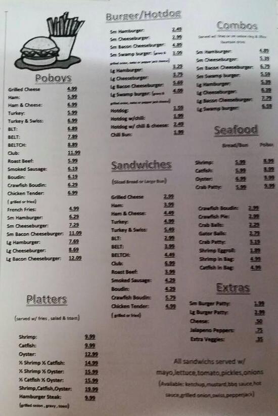 Menu at Wilson's Kountry Korner restaurant, Schriever