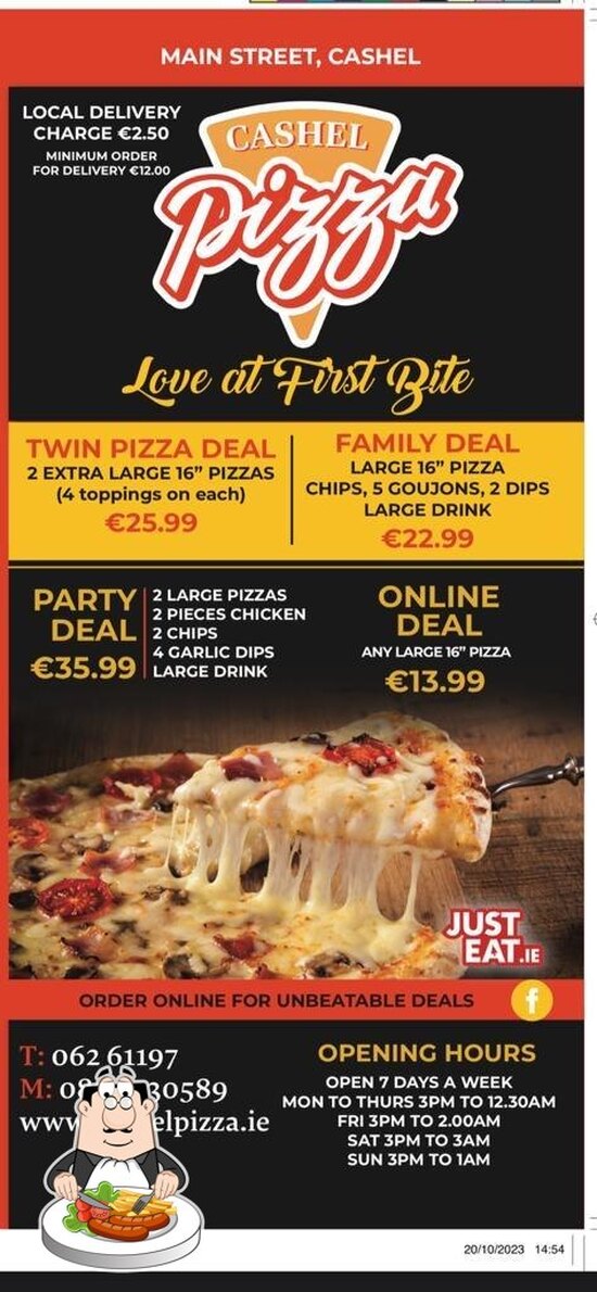 CASHEL PIZZA in Cashel Restaurant menu and reviews