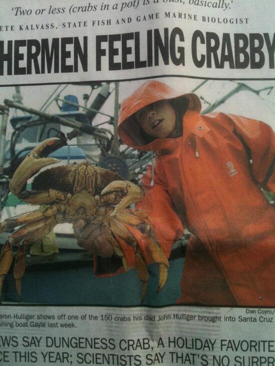 Menu at California Coast Crab restaurant, Moss Landing