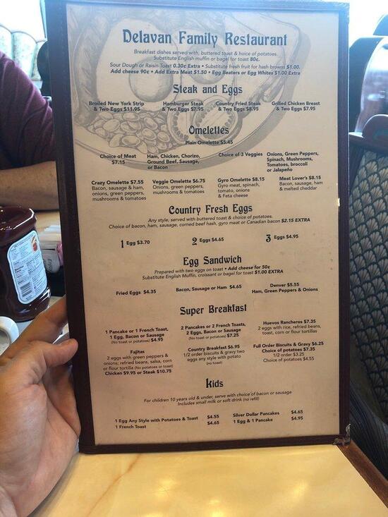 Menu at Delavan Family Restaurant, Delavan, 505 S 7th St