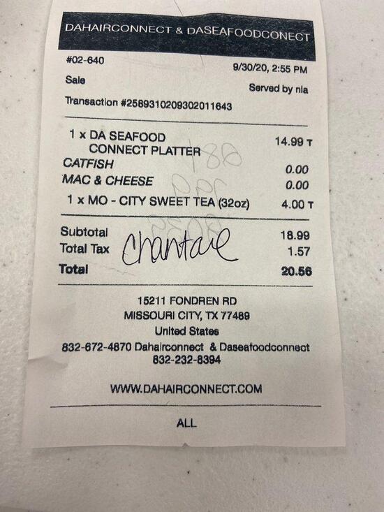 Menu at Da Seafood Connect restaurant, Missouri City
