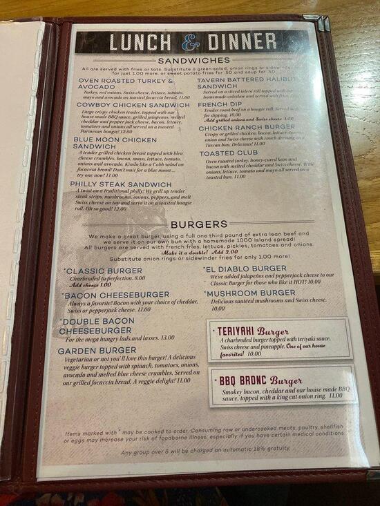 Menu at Outpost Pizza Pub & Grill, John Day
