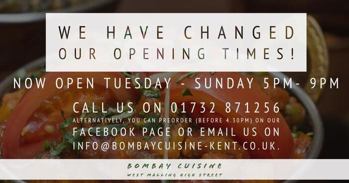 Menu At Bombay Cuisine Restaurant, West Malling