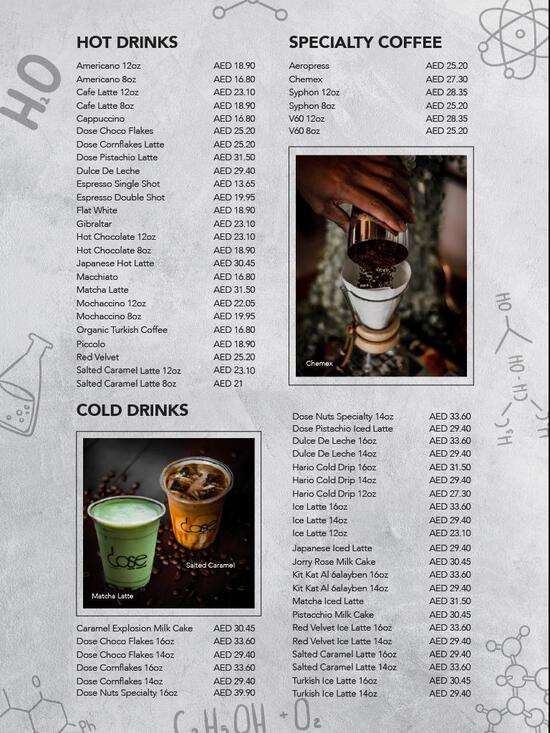 Menu at Dose Cafe Al Ain Mall, Al Ain