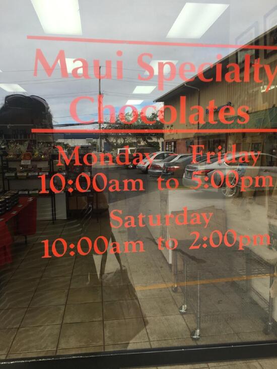 Menu at Maui Specialty Chocolates, Kahului, 180 Wakea