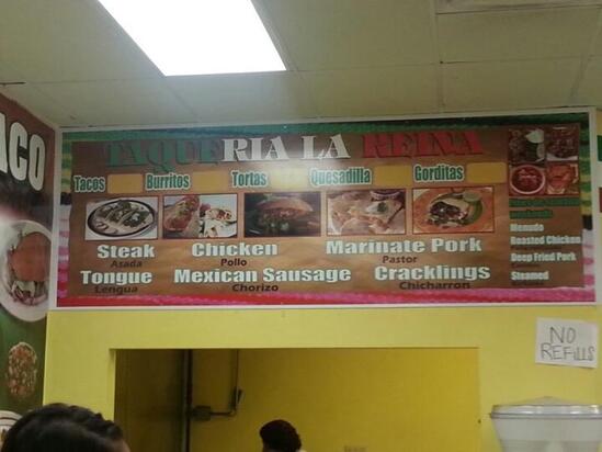 Menu At Taqueria La Reina Restaurant, Emerson, 146 S S Tennessee St