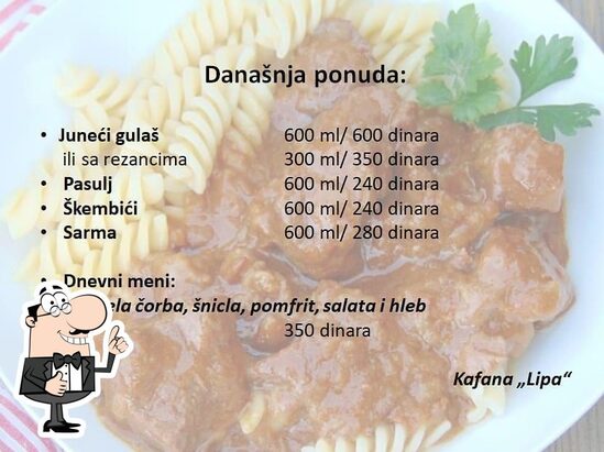 Menu At Kafana Lipa Restaurant Backa Palanka