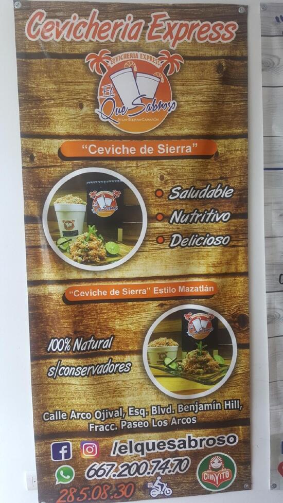 Menu at Cevicheria Express El Que Sabroso Barrancos, Culiacán