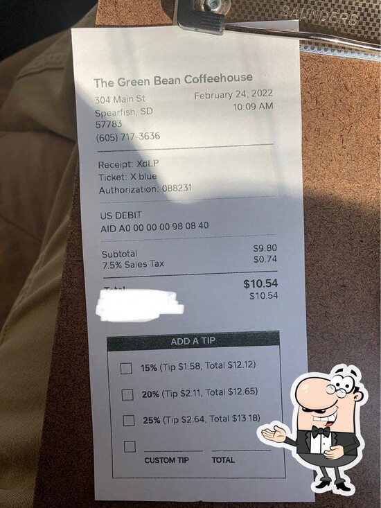 Menu at Green Bean Coffeehouse cafe, Spearfish