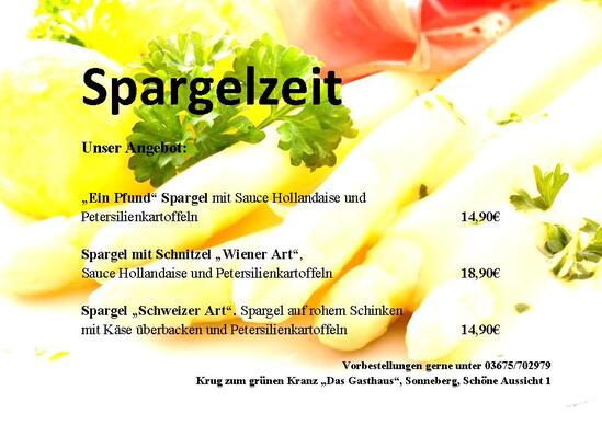 Speisekarte von Krug zum grünen Kranz restaurant, Sonneberg