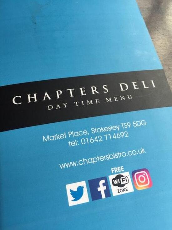 Menu at Chapters Deli, Bar & kitchen, Stokesley