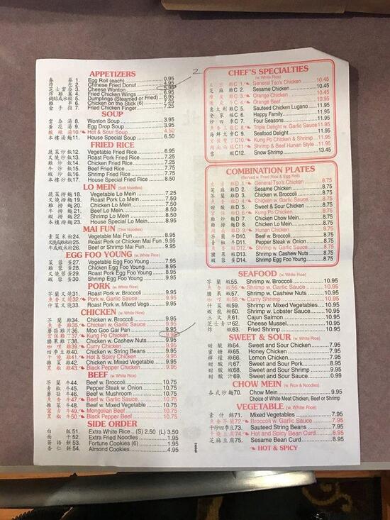 Menu at Buffet House restaurant, Devils Lake