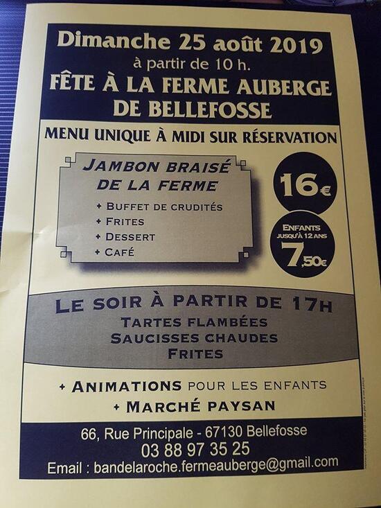 Menu at Ferme auberge de Belmont restaurant, Bellefosse