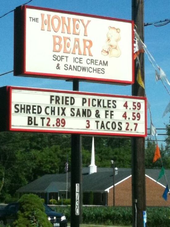 Menu at Honey Bear restaurant, Swanton