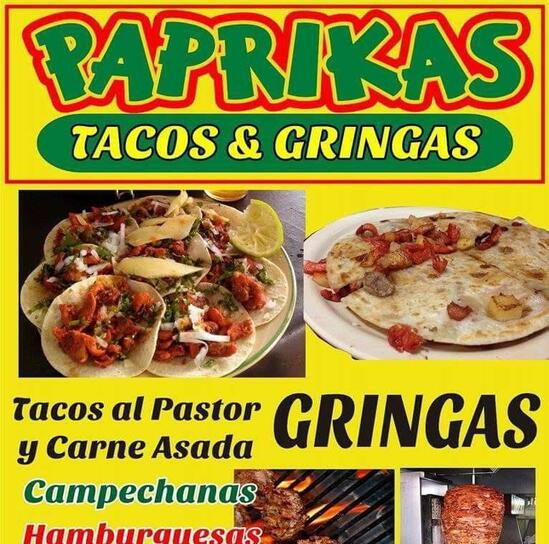 Menu at Paprikas tacos & Gringas restaurant, Monclova