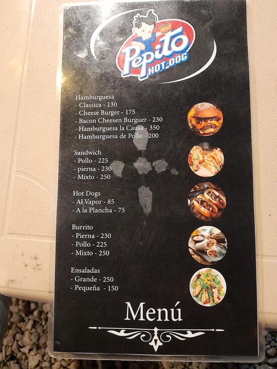 Menu at Pepito Hot Dog, Santiago De Los Caballeros