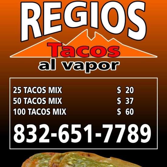 Carta del restaurante REGIOS Tacos a vapor, San Antonio, Cupples Rd