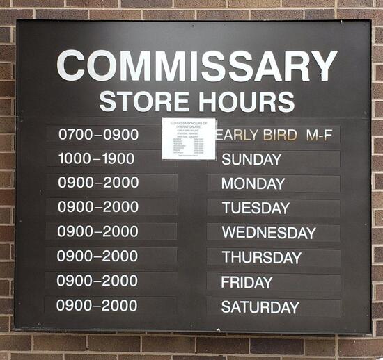 Menu at McGuire AFB Commissary, McGuire Air Force Base