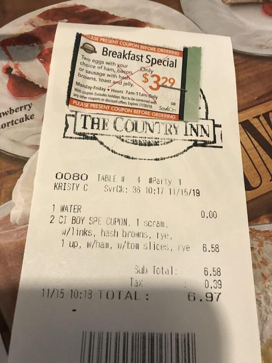 Carta del restaurante The Country Inn, Macomb