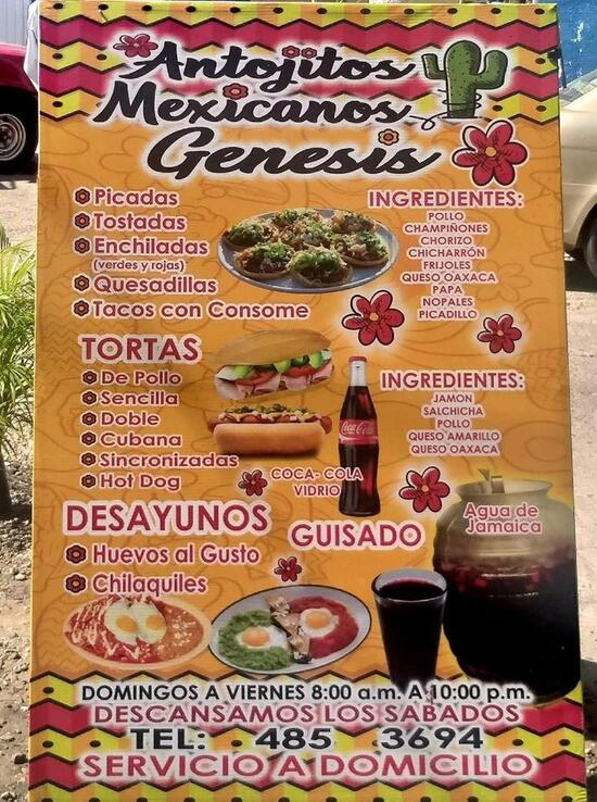 Carta Del Restaurante Antojitos Mexicanos Genesis Mexico 4593