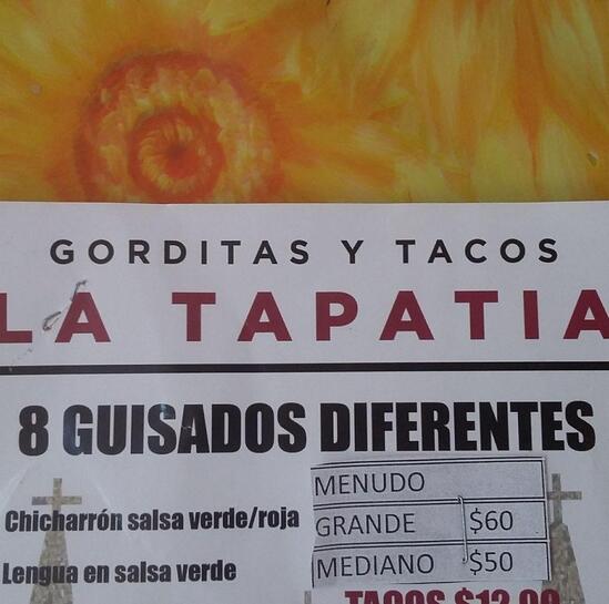 Menu at La Tapatia. restaurant, Puerto Vallarta