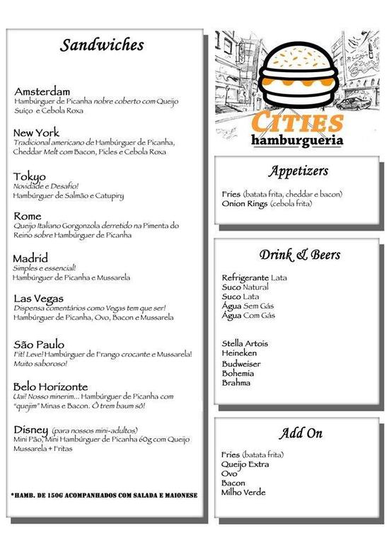 Menu At Hamburgueria Cities Restaurant Varginha