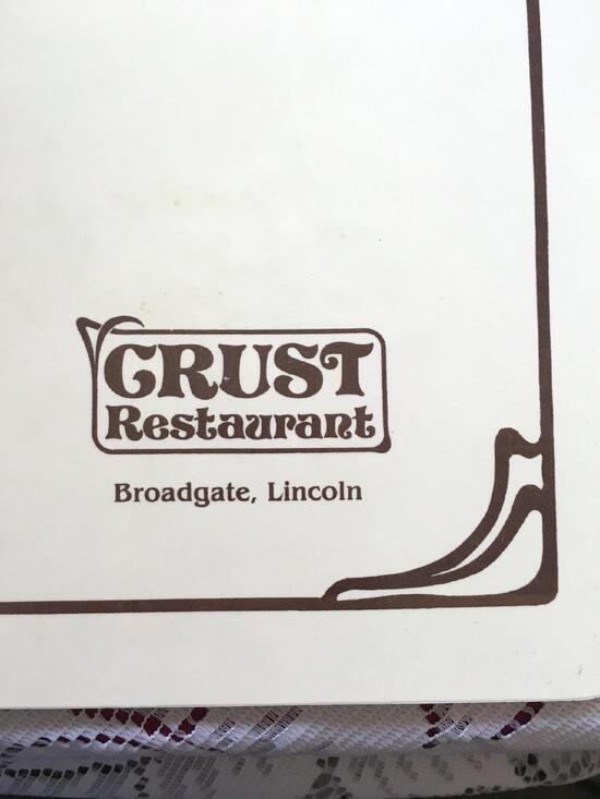 Menu at Crust restaurant, Lincoln