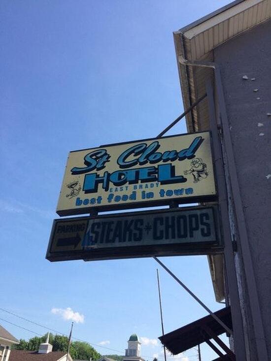 Menu at St. Cloud Hotel restaurant, East Brady