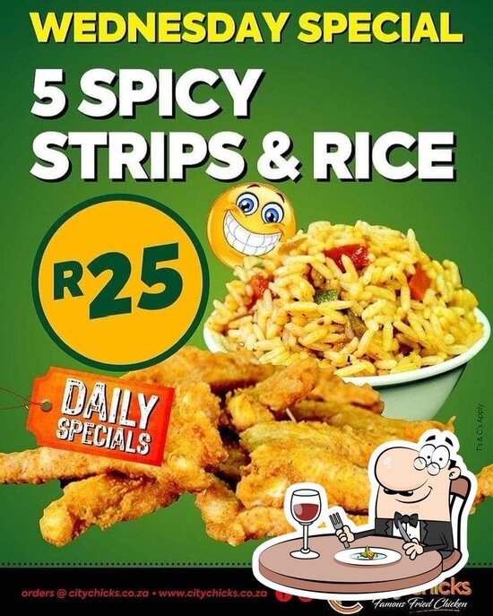 Menu at City Chicks restaurant, Durban