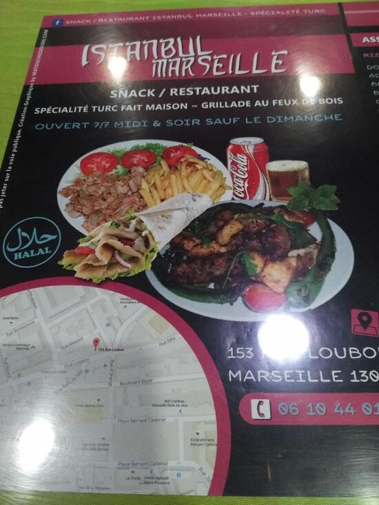 Menu au Snack bereket istanbul marseille restaurant, Marseille