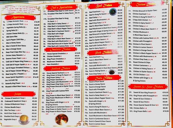 Menu at Golden Phoenix Chinese Restaurant Takeaway, Ireland