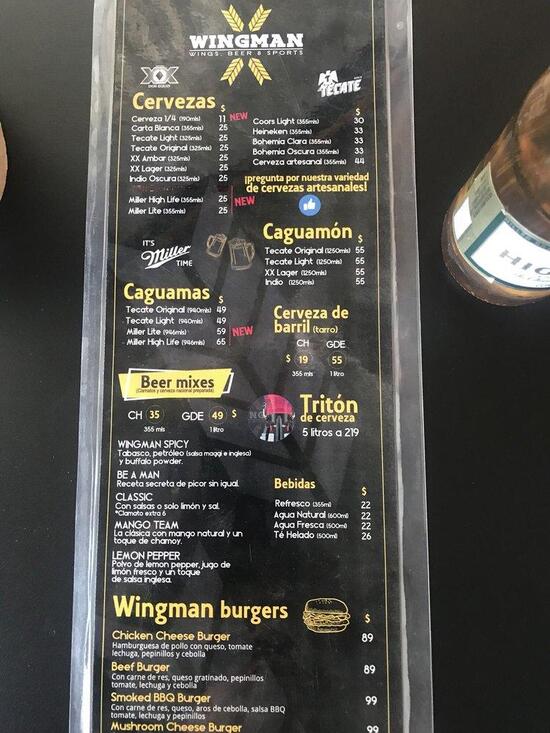 Menu at Wingman pub & bar, Tijuana, La Paz 871